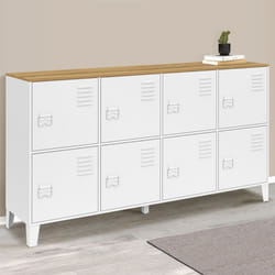 ID MARKET buffet  8 portes 139 cm Moderne bois et blanc