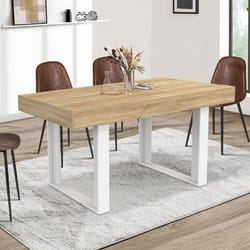 IDMARKET Table à manger extensible rectangle PHOENIX 4-6 personnes bois et blanc 120-160 cm