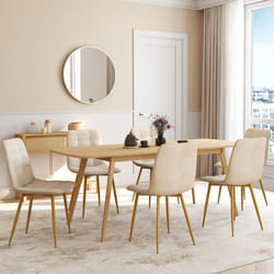 IDMARKET Lot de 6 chaises de salle à manger MILA en velours beige