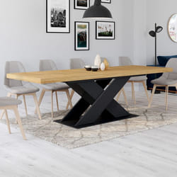 IDMARKET Table à manger extensible rectangle ALICIA 8-12 personnes bois et noir 200-250 cm