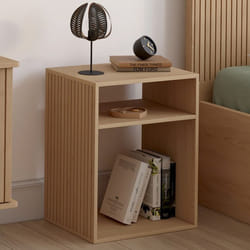 IDMARKET Lot de 2 tables de chevet NORA avec rangements ouverts effet lattes et bois
