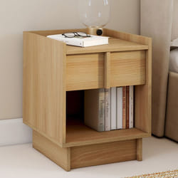 IDMARKET Lot de 2 tables de chevet ROSIE 1 tiroir et 1 niche façon hêtre design minimaliste