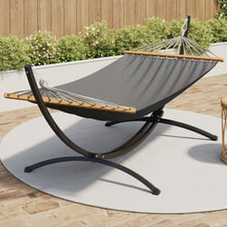 IDMARKET Hamac XL avec support métal noir et toile gris anthracite