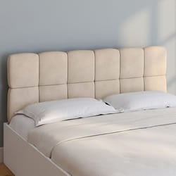 IDMARKET Tête de lit suspendue matelassée NUAGE velours beige 160 cm