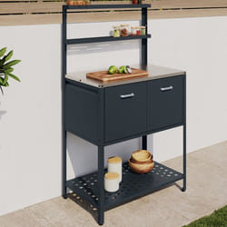 IDMARKET Meuble de cuisine extérieure PAREO 2 portes et 2 étagères suspendues en acier gris anthracite