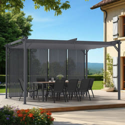 IDMARKET Pergola édition collector persiennes verticales toit rétractable 3x4 M 4 pans modulables gris anthracite