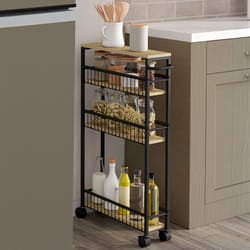 Desserte de cuisine gain de place DETROIT 4 niveaux sur roulettes design industriel