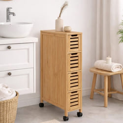 IDMARKET Tour de rangement 4 tiroirs bambou BEA sur roulettes colonne gain de place