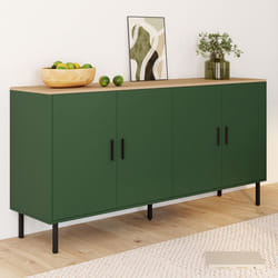 ID MARKET buffet 4 portes 160 cm Moderne bois et vert kaki