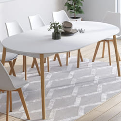 IDMARKET Table à manger extensible ronde ANGELA 4-10 personnes blanc pied bois 110 - 200 cm