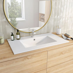 IDMARKET Vasque à encastrer rectangle en céramique blanche L. 81 x l. 46 x H. 17 cm