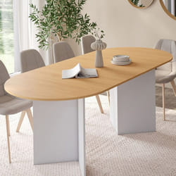 Table à manger rectangle extensible - IDMARKET - MARTHE - Bois et blanc - 6-10 personnes - 160-200 cm