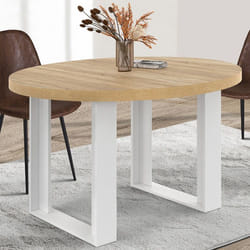 IDMARKET Table à manger fixe ronde PHOENIX 4 personnes bois et blanc 110 cm