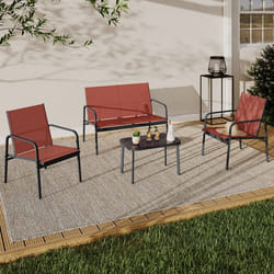 IDMARKET Salon de jardin bas TOLEDE 4 places avec canapé fauteuils et table terracotta