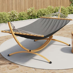 IDMARKET Hamac XL avec support métal effet bois et toile grise