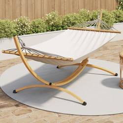 IDMARKET Hamac XL avec support métal effet bois et toile écrue