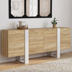 IDMARKET Buffet enfilade 200 cm PHOENIX XXL 4 portes bois et blanc
