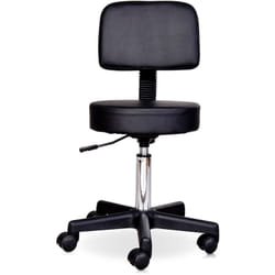 Homcom - Tabouret massage à roulettes réglable en hauteur pivotant avec dossier ergonomique noir