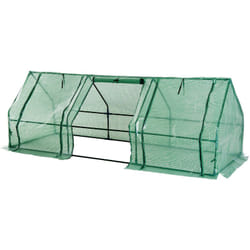 Mini serre de jardin 270L x 90l x 90H cm acier PE haute densité 140 g/m² anti-UV 3 fenêtres avec zip enroulables vert