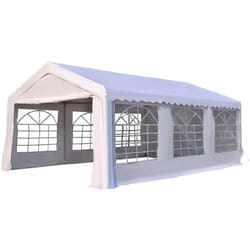 Tente de réception tonnelle de jardin 4 parois amovibles portes zippées idéal pour fête mariage soirée 6 x 4 x 2,8 m acier toile polyéthylène 180