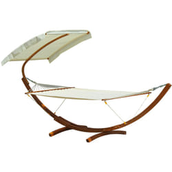 Homcom - Hamac de jardin avec support en bois et parasol hamac sur pied 2 personnes max. charge max. 180 Kg