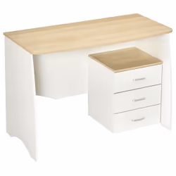 Ensemble bureau informatique et caisson de bureau - caisson 3 tiroirs modulable - panneaux de particules bicolore blanc aspec ...