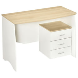 Ensemble bureau informatique et caisson de bureau - caisson 3 tiroirs modulable - panneaux de particules bicolore blanc aspect