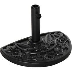Pied de parasol base de lestage parasol demi-cercle dim. 50L x 32l x 32H cm hdpe motif fleurs feuilles noir