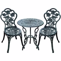 Ajoutez une touche d'élégance à votre jardin ou votre terrasse grâce à cet ensemble 3 pièces style néo-rétro. Fabriqué en fon ...
