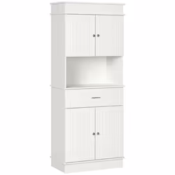 HOMCOM - Armoire de cuisine - Panneaux de particules - 74.3x39.4x183cm - Blanc