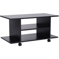 Homcom - Meuble tv bas table basse a roulettes en panneaux de particules noir