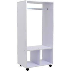 Homcom - Portant à vêtements penderie mobile avec roulettes 2 niches + grand espace penderie panneaux particules blanc