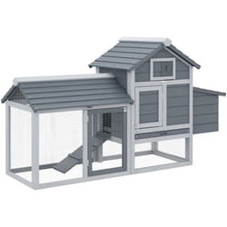 Pawhut - Petit poulailler cottage cage à poules sur pied dim. 151L x 54l x 87H cm multi-équipement bois massif de pin gris