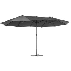 Outsunny - Parasol de jardin xxl parasol grande taille 4,6L x 2,7l x 2,4H m ouverture fermeture manivelle acier polyester haute densité gris