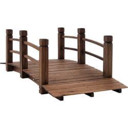 Outsunny - Pont de jardin - pont de bassin - passerelle en bois - dim. 152,5L x 67l x 48H cm - bois de sapin traité carbonisation