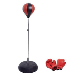 HOMCOM - sac de frappe - Simili cuir - 43x43x145cm - Rouge Noir