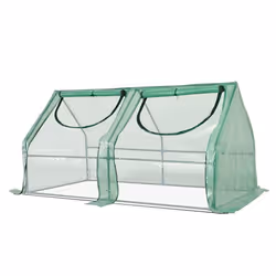 Mini serre de jardin serre à tomates double bâche 180L x 90l x 90H cm acier PE PVC 2 fenêtres avec zip enroulables vert