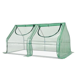 Mini serre de jardin serre à tomates double bâche 180L x 90l x 90H cm acier PE PVC 2 fenêtres avec zip enroulables vert