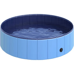 Piscine pour chiens bassin pliable bouchon vidange fond antidérapant diamètre 1,20 m bleu