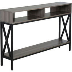 Homcom - Table Console Table d'Entrée Industriel Multi-rangements 120 x 23,5 x 75 cm Bois Gris