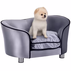 Canapé chien chat sur pied - PawHut - avec accoudoir dossier coussin amovible - revêtement peluche courte - 69 x 49 x 38 cm - ...