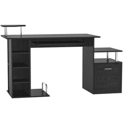 Homcom - Bureau pour ordinateur table meuble pc informatique en mdf noir