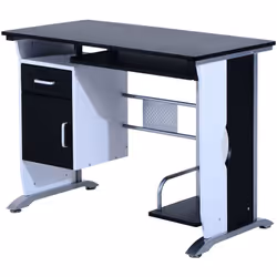 Description générale Ce bureau informatique au design noir et blanc est fabriqué en bois MDF avec un châssis en métal, offran ...