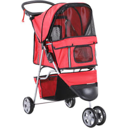 Pawhut - Poussette buggy pour chien chat animaux roue avant pivotante 360 degrés rouge