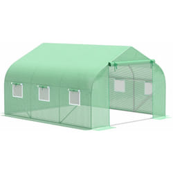 Serre tunnel de jardin 3,5 x 3 x 2 m grande taille 6 fenêtres vert