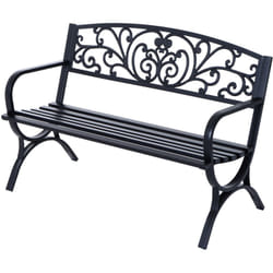 Outsunny - Banc de jardin 3 places dim. 127 x 60 x 85 cm max 250 Kg acier fonte noir