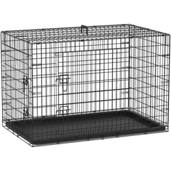 Cage caisse de transport pliante pour chien en métal noir 106 x 71 x 76 cm