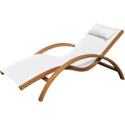 Transat chaise longue design style tropical bois massif naturel coloris beige blanc