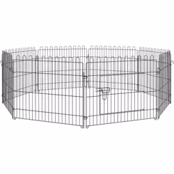 Parc enclos pour chiens chiots animaux domestiques diamètre 158 cm 8 panneaux 71L x 61H cm noir - Pawhut