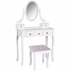 Cet ensemble coiffeuse et tabouret de style baroque avec des lignes courbées ajoutera une touche de glamour et romantisme à v ...